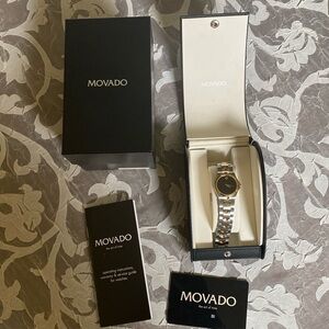 Ladies Movado “Luno” black dial watch